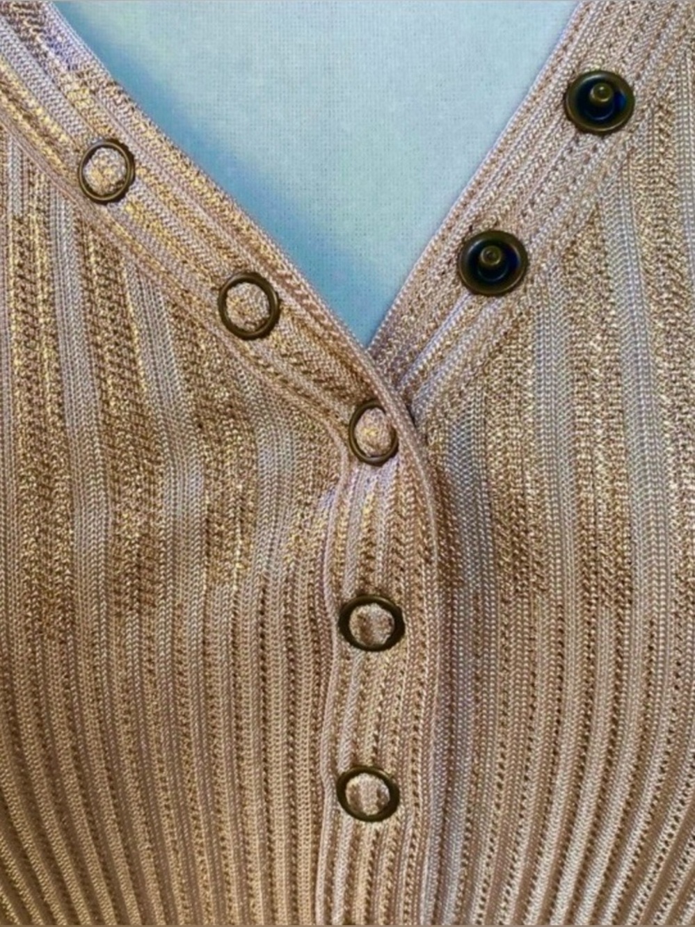 NEW Anthropologie The Andie Shine Ribbed Henley Top, Size XS - Picture 3 of 9